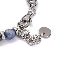 Armband aus natürlichen Sodalith- und magnetischen synthetischen Hämatit-Perlen&nbsp;X-BJEW-P339-02P-05