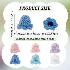 12 Stück 6 Farben Blumenform Baumwolle gestrickt Kostüm Ornament Zubehör&nbsp;DIY-FG0005-34