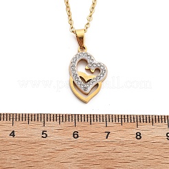 Colliers à chaîne en acier inoxydable 304 avec pendentif en forme de cœur en strass et cristal pour femmes&nbsp;LS-NJEW-Z056-01E-G