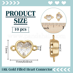 10 breloque connecteur en laiton pavé de zircone cubique transparente&nbsp;KK-BC0015-61A-G