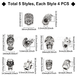20 stücke 5 stile tibetanische legierung europäische perlen&nbsp;FIND-UN0006-96