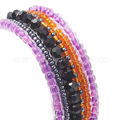 6 Stück 6-teiliges Stretch-Armband-Set mit gefärbten synthetischen türkisfarbenen Totenköpfen und Glasperlen&nbsp;BJEW-JB09391