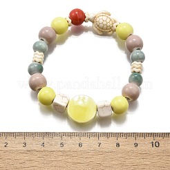 Handgefertigte Porzellanperlen & synthetische Howlithperlen Stretch-Armbänder für Frauen&nbsp;BJEW-D307-01F