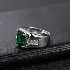 Anelli rettangolari in ottone con micro pavé di zirconi cubici per uomo&nbsp;FS-WGC1F4D-05