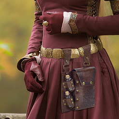 Sac ceinture médiéval rectangulaire en cuir PU avec 2 bouteille de potion en verre&nbsp;AJEW-WH0696-581A