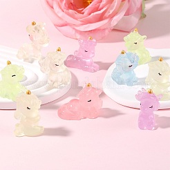 24 Uds. Figuras de unicornio 3d de resina luminosa de 6 estilos&nbsp;DJEW-SZ0001-15