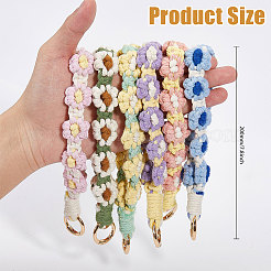6 stücke 6 farben böhmen baumwolle daisy handgelenk strap anhänger dekorationen&nbsp;HJEW-GL0001-14