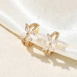 Pendientes de aro con forma de C y mariposa&nbsp;EJEW-L316-01G-10