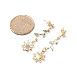 Orecchini pendenti con fiore della vita in zirconi verdi&nbsp;EJEW-TA00190