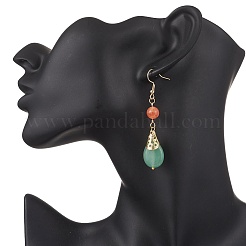 Natürlicher grüner Aventurin & gefärbte natürliche malaysische Jade-Ohrhänger&nbsp;EJEW-JE06673-02