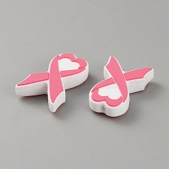 Cuentas de silicona con lazo rosa de concienciación sobre el cáncer de mama de octubre&nbsp;SIL-WH20002-001B