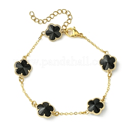 2 Stück 2 Farben Glasblumen-Gliederarmbänder&nbsp;BJEW-JB10586
