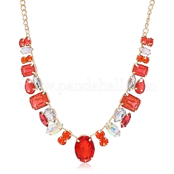 Europäische Vintage-Stil Legierung Strass geometrische ovale Bib Halsketten für Frauen&nbsp;FX7886-1