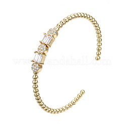 Bracciale rigido con perline e sfere di zirconi scintillanti per lei&nbsp;BJEW-N012-002-NF