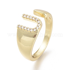 Latón micro pave anillos de brazalete de circonio cúbico&nbsp;RJEW-F103-13U-G