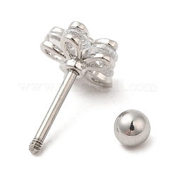 Messing Micro Pave klare Zirkonia Ohrstecker&nbsp;LS-EJEW-L265-03P
