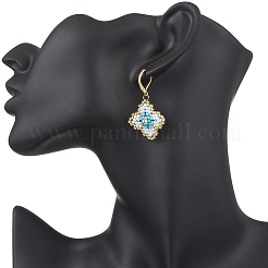 Boucles d'oreilles à levier en forme de fleur en perles de verre faites à la main&nbsp;EJEW-MZ00578-01