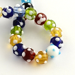 Fatti a mano perle tonde lampwork fili&nbsp;LAMP-R007-02