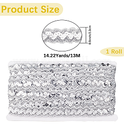 Rubans de dentelle à paillettes en polyester scintillant&nbsp;OCOR-WH20007-15B