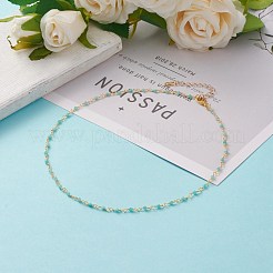 Facettierte runde natürliche Amazonit Perlenketten&nbsp;NJEW-JN03215-03