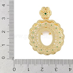 Pendentif ovale en laiton avec micro pavé de zircones cubiques sertis de cabochons&nbsp;KK-U026-03G