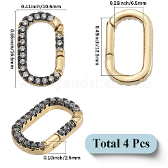 4 Stück Messing Micro Pave klare Zirkonia Spring Gate Ringe&nbsp;KK-SC0006-37
