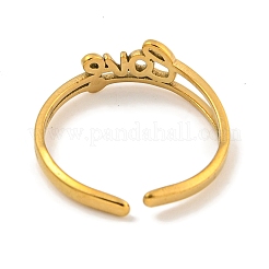Ionenbeschichtung (IP) 304 Edelstahl Wort Liebe offene Manschette Ring für Frauen&nbsp;RJEW-A043-17G