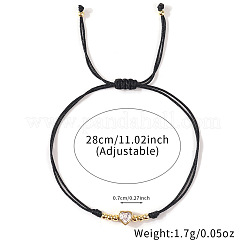 3 Stück verstellbare geflochtene Perlenarmbänder aus Messing mit Mikropflaster und klaren Zirkonia-Perlen. Geflochtene Armbänder aus gewachster Kordel für Frauen&nbsp;PW0686-1