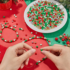Weihnachtsthema 1500 Stück 5 Farben undurchsichtige Acrylperlen&nbsp;MACR-SP0001-01A-01