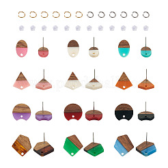 DIY 12 Paar 12 Stil zweifarbig Harz & Walnuss Holz Ohrstecker Zubehörse&nbsp;DIY-CW0001-35