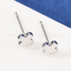 Messing-Kreuz-Ohrstecker für Damen&nbsp;EJEW-G441-06C-P