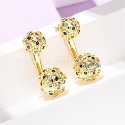 Pendientes de tuerca de circonio cúbico con micro pave de latón&nbsp;EJEW-D351-13G-01
