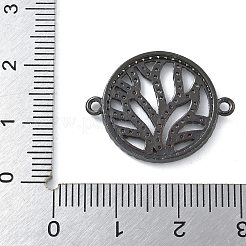 Crémaillère en laiton plaqué micro pavé de zircones cubiques transparentes rondes plates avec breloques de connecteur d'arbre&nbsp;KK-A234-034B