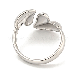 Anillo abierto con forma de corazón de acero inoxidable 304 que no se deslustra para mujer&nbsp;RJEW-A043-31P