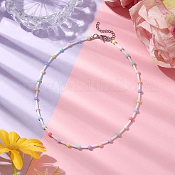 Collane con perle rotonde in acrilico e vetro&nbsp;NJEW-JN04876