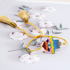Verstellbare Hamsa-Hand mit bösem Blick-Muster aus Saatperlen-Gliederarmbändern für Frauen im Bohemian-Stil&nbsp;DL7499