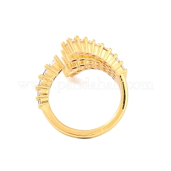 Anelli a polsino aperti in ottone con micro pavé di zirconi trasparenti&nbsp;RJEW-U009-08G-02