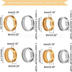 8 Stück 8 Stil 201 Edelstahl geriffelte Fingerring-Einstellungen&nbsp;MAK-UN0001-37