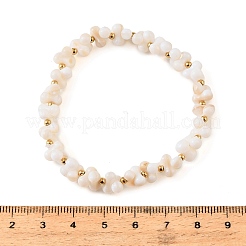 Braccialetti elasticizzati da donna in acciaio inossidabile 304 e perle di conchiglia&nbsp;SA-CBAAFEE-03G