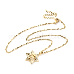 Halsketten mit Anhänger aus 304 Edelstahl mit Mikropflaster und klarem Zirkonia für Damen&nbsp;NJEW-U047-01B-G