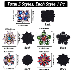 5 Stück 5 Stil Glas Strass Perlen Blumenapplikationen&nbsp;PATC-GF0001-23