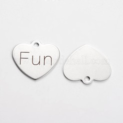 Pendentifs en forme de cœur en acier inoxydable 201 anti-ternissement&nbsp;STAS-L165-C15