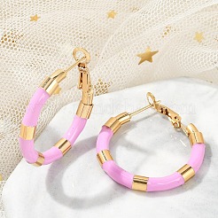 Pendientes de aro de acero inoxidable 201 con revestimiento al vacío de PVD para mujer&nbsp;EJEW-B016-33I