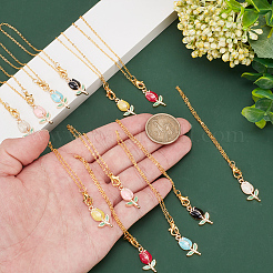 2 ensemble de pendentifs en alliage émaillé en forme de tulipe et de breloques pour verres à vin&nbsp;AJEW-HY0001-56