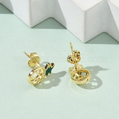 Boucles d'oreilles à tige en laiton et micro pavé de zircones cubiques&nbsp;EJEW-F383-02G-01