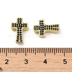Perles de placage en laiton avec zircone cubique de micro pave&nbsp;KK-K377-15G