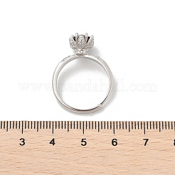 Rhodinierte 925 Sterling Silber Moissanit verstellbare Ringe für Damen&nbsp;RJEW-U038-04P