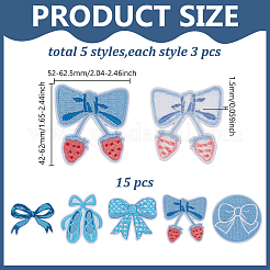15 Stück 5 Stile Bowknot-Thema selbstklebende computergesteuerte Stickerei Stoff zum Aufbügeln/Aufnähen Patches&nbsp;DIY-AR0004-84