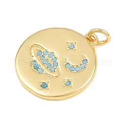 Pendentifs en laiton micro pavé de zircons cubiques bleu ciel&nbsp;CU-CBA4A93-03E-G