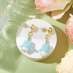 Boucles d'oreilles à tige en perles de verre faites à la main&nbsp;EJEW-MZ00277-02